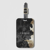 Black Champagne Gold Cowboy Cowgirl Cowhide Gepäckanhänger (Vorderseite Vertikal)