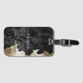 Black Champagne Gold Cowboy Cowgirl Cowhide Gepäckanhänger (Vorderseite (Horizontal))