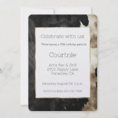 Black Champagne Gold Cowhide Birthday Einladung (Vorderseite)