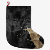 Black Champagne Gold Cowhide Großer Weihnachtsstrumpf (Vorderseite)