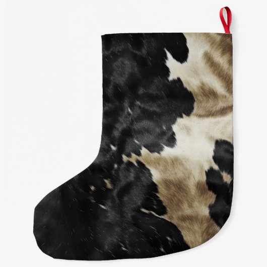 Black Champagne Gold Cowhide Großer Weihnachtsstrumpf (Rückseite)