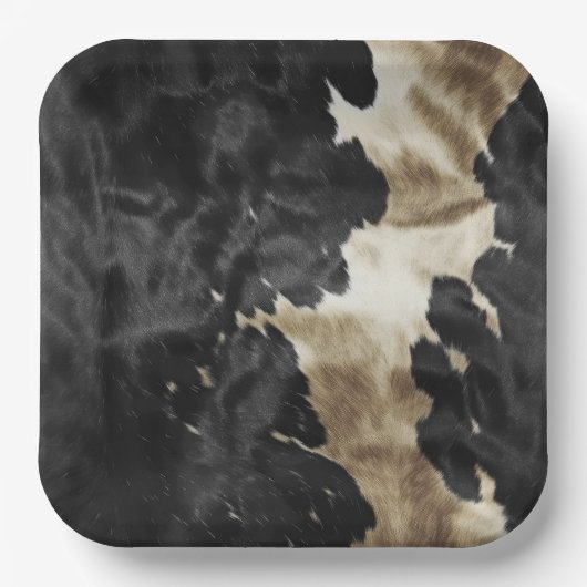 Black Champagne Gold Cowhide Pappteller (Vorderseite)