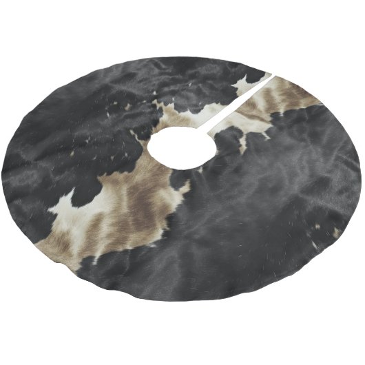 Black Champagne Gold Cowhide Polyester Weihnachtsbaumdecke (Schrägansicht)
