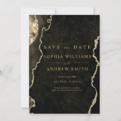 Black & Champagne Gold Modern Save the Date Einladung (Vorderseite)