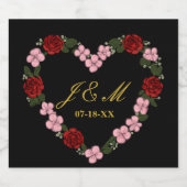 Black champagne label with a pink and red heart schaumweinetikett (Einzelnes Label)