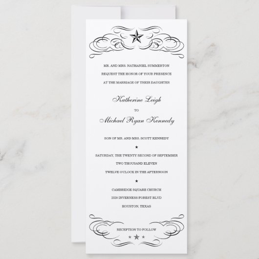 Black & Champagne Lone Star Hochzeit Einladungen (Vorderseite)