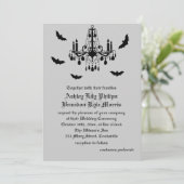 Black Chandelier & Damask Einladung zur Hochzeit (Stehend Vorderseite)