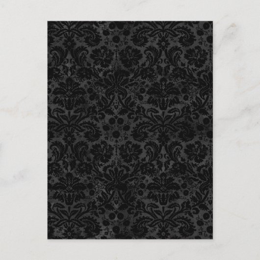 Black Charcoal Damask Postkarte (Vorderseite)