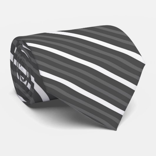 Black Charcoal, Gray And White Diagonal Stripes Krawatte (Gerollt)