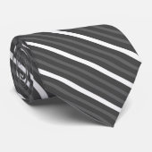 Black Charcoal, Gray And White Diagonal Stripes Krawatte (Gerollt)