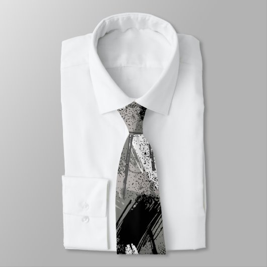 Black Charcoal Gray White Camouflage Neck Tie Krawatte (Gebunden)