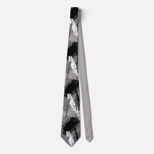 Black Charcoal Gray White Camouflage Neck Tie Krawatte (Vorderseite)