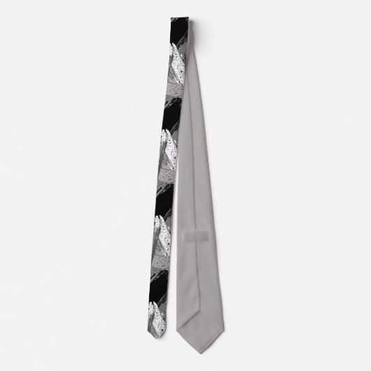 Black Charcoal Gray White Camouflage Neck Tie Krawatte (Rückseite)