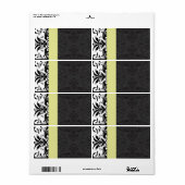 Black & Chartreuse Damask-Adresslisten - (Vorne)