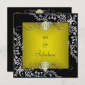 Black Chartreuse Gold 40. Geburtstag Party Einladung (Vorne/Hinten)