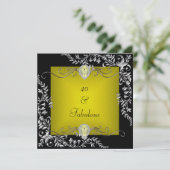 Black Chartreuse Gold 40. Geburtstag Party Einladung (Stehend Vorderseite)