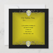 Black Chartreuse Gold 40. Geburtstag Party Einladung (Rückseite)