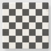 Black Checkboard Pattern Steinuntersetzer (Vorderseite)