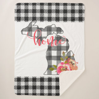 Black Checked Michigan Sherpa Blanket Sherpadecke