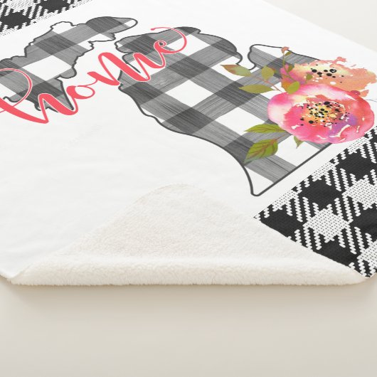 Black Checked Michigan Sherpa Blanket Sherpadecke (3/4)