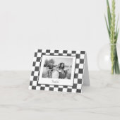Black Checkerboard Personalized Photo Dankeskarte (Vorderseite)