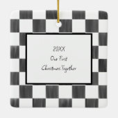 Black Checkerboard Personalized Photo Keramikornament (Rückseite)