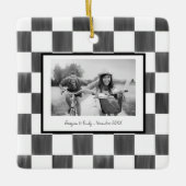 Black Checkerboard Personalized Photo Keramikornament (Vorderseite)