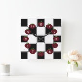 Black Checkered: Apple Wall Clock Quadratische Wanduhr (Zuhause)