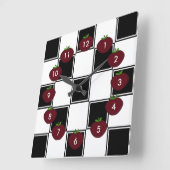Black Checkered: Apple Wall Clock Quadratische Wanduhr (Winkel)