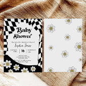 Black Checkered Girl | Gingham | 70er Babydusche I Einladung