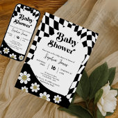 Black Checkered Girl | Gingham | 70er Babydusche I Einladung