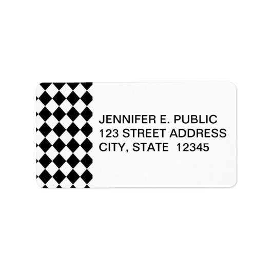 Black Checkered Mod Racing Pattern Adressaufkleber (Vorne)