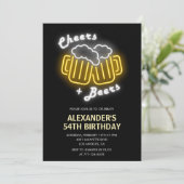 Black Cheers and Bers Drinks 54. Geburtstag Einladung (Stehend Vorderseite)