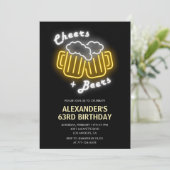 Black Cheers and Bers Drinks 63. Geburtstag Einladung (Stehend Vorderseite)
