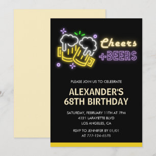 Black Cheers Beer Drinks zum 68. Geburtstag Einladung