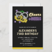 Black Cheers Beer Drinks zum 73. Geburtstag Einladung (Vorderseite)