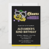 Black Cheers Beer Drinks zum 82. Geburtstag Einladung (Vorderseite)