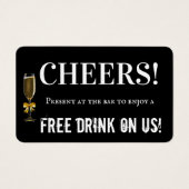 Black Cheers Wedding Bar Drink Ticket (Vorderseite)