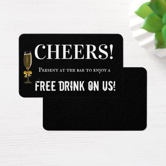 Black Cheers Wedding Bar Drink Ticket (Schreibtisch)