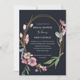 BLACK CHERRRY BLOSSOM FLORAL BRAUTPARTY INVITE DANKESKARTE