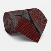 Black Cherry Garnet Red & Silver Gray "Spider Web" Krawatte (Gerollt)