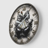 Black Cherry Modern Monochrome Kitchen Große Wanduhr (Winkel)