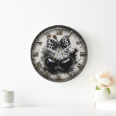 Black Cherry Modern Monochrome Kitchen Große Wanduhr (Zuhause)