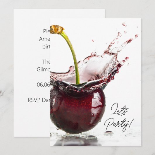 Black Cherry-Party Einladung (Vorne/Hinten)