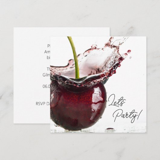 Black Cherry-Party Einladung (Vorne/Hinten)