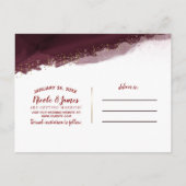 Black Cherry Watercolor Gold Modern Save the Date Ankündigungspostkarte (Rückseite)