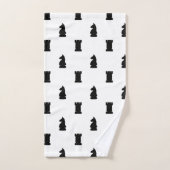 Black Chess Pieces Knight and Rook Badhandtuch Set (Handtuch)