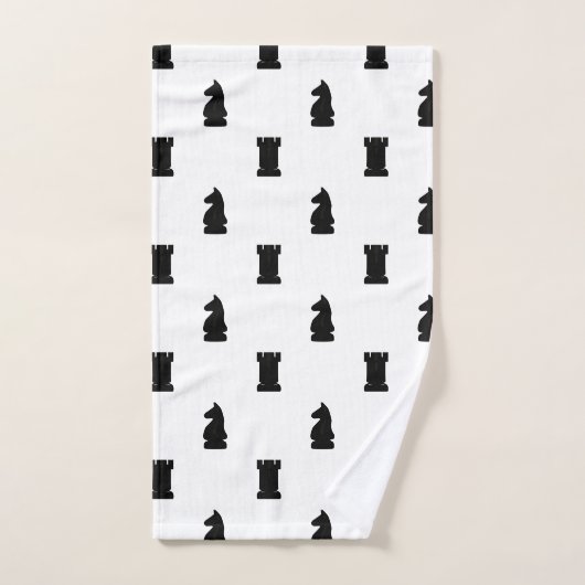 Black Chess Pieces Knight and Rook Badhandtuch Set (Handtuch)