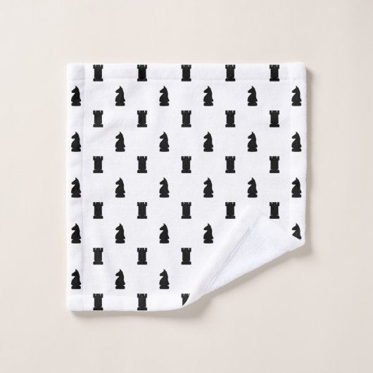 Black Chess Pieces Knight and Rook Badhandtuch Set (Waschlappen)