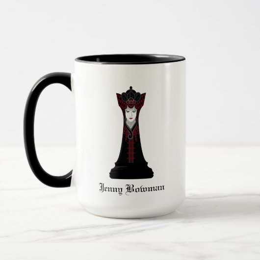 Black Chess Queen / Personalisierter Name Tasse (Links)